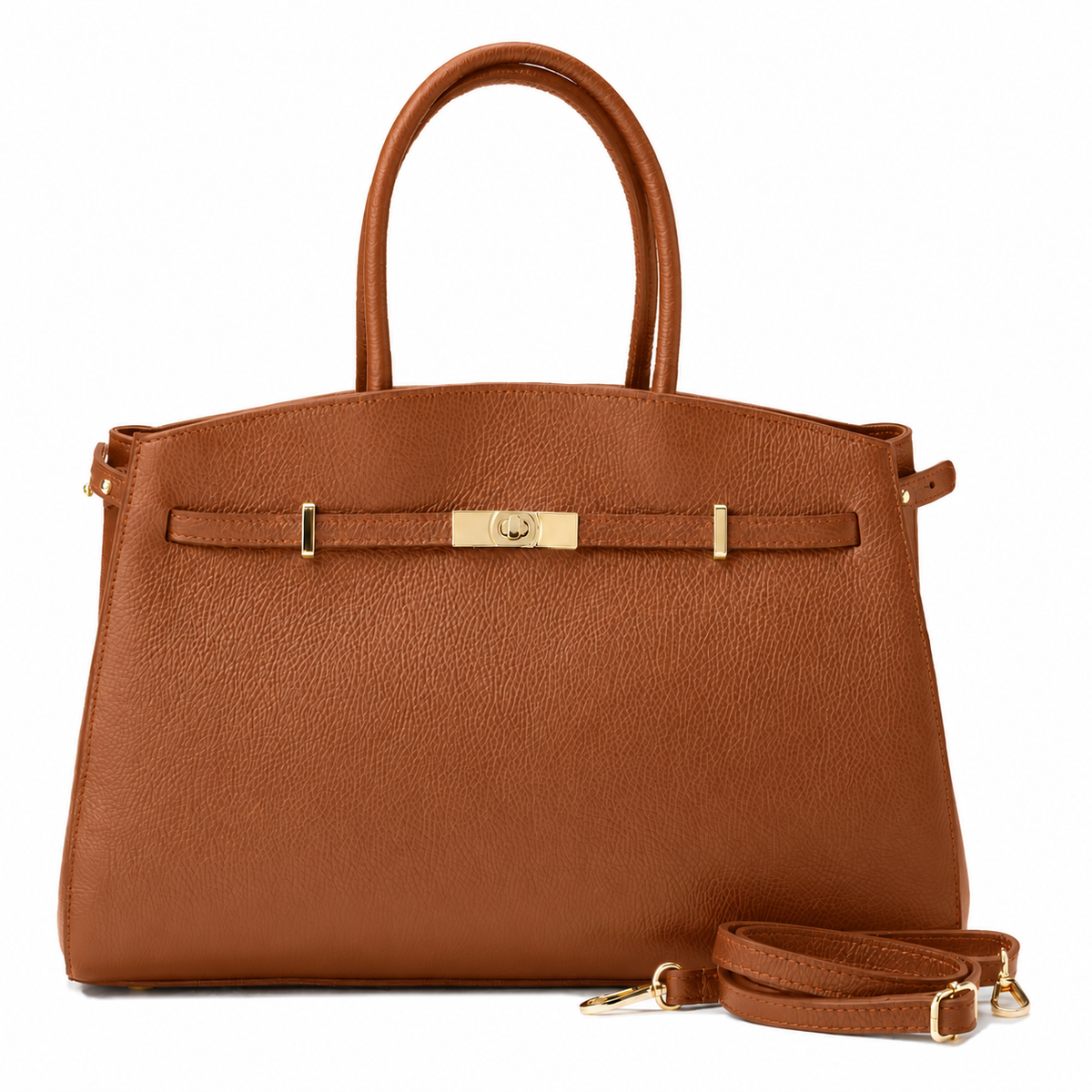GERÄUMIGE LEDERTASCHE MIT GOLD-DETAILS