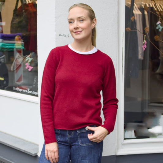 PULLOVER RUNDHALS MIT ROLLKANTEN CASHMERE