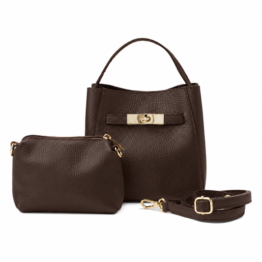 KLEINE LEDERTASCHE MIT GOLD-DETAILS
