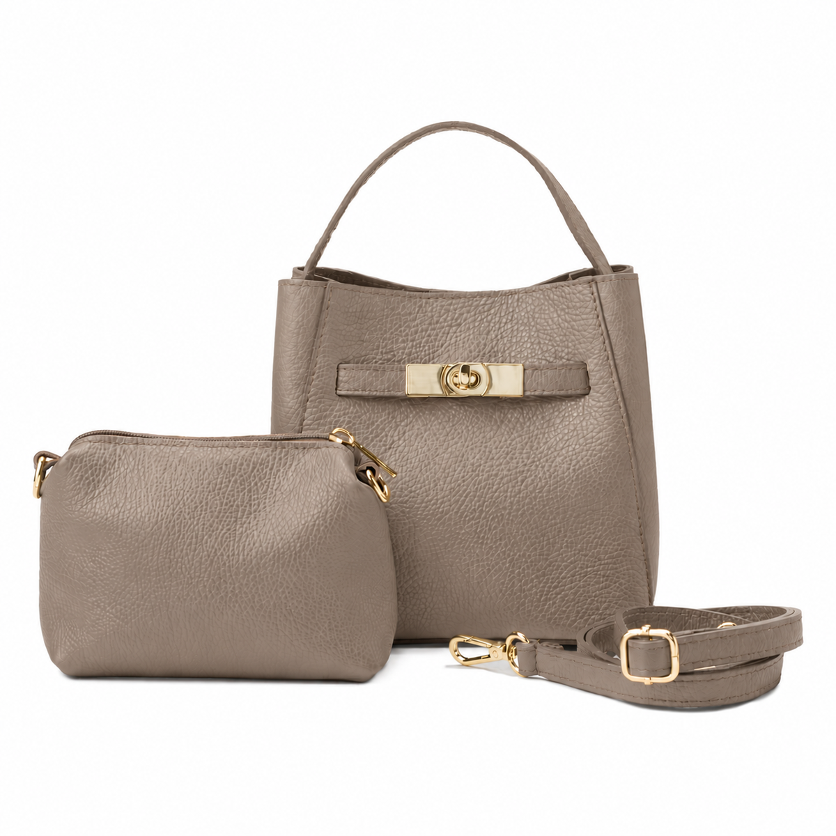KLEINE LEDERTASCHE MIT GOLD-DETAILS
