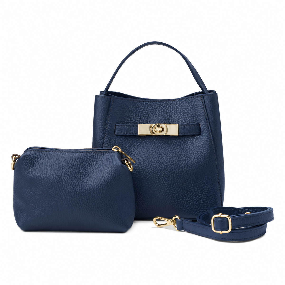 KLEINE LEDERTASCHE MIT GOLD-DETAILS