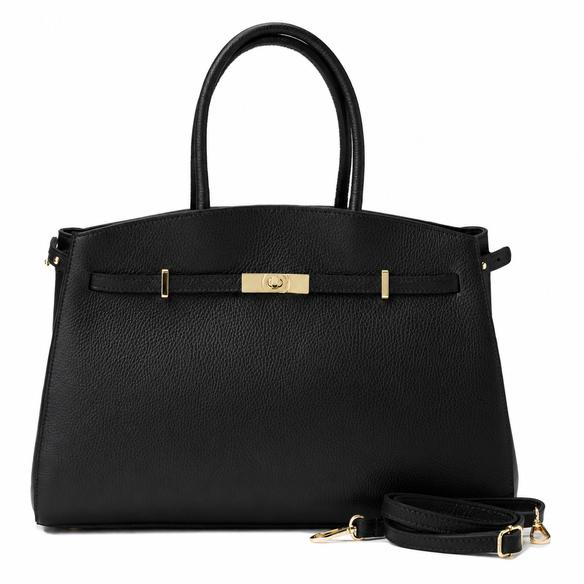 GERÄUMIGE LEDERTASCHE MIT GOLD-DETAILS