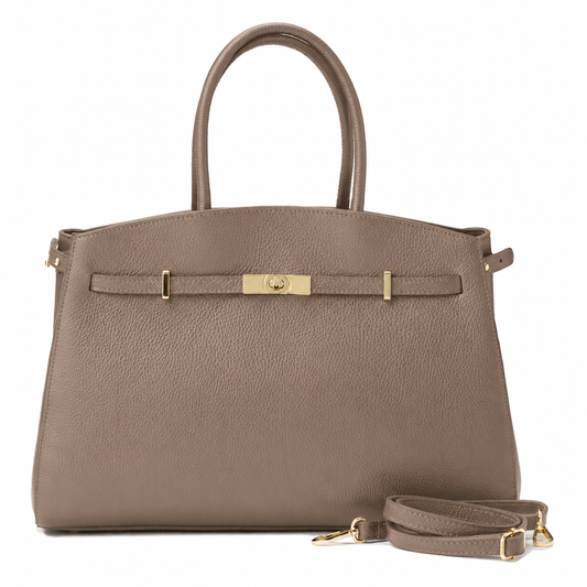 GERÄUMIGE LEDERTASCHE MIT GOLD-DETAILS